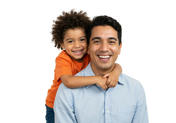 Smiling Father and Son Portrait with Joyful Expressions, Happy Family Moment, transparent background