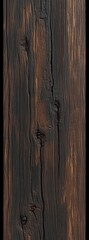 Obraz premium Close-up of a dark textured wooden surface with visible grain patterns and knots, showing natural rustic and weathered details
