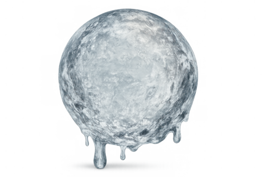 Melting ice planet on a transparent background, representing the urgent issues of global warming and climate change impacting the earth