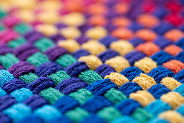 Close Up of Woven Cotton Fabric in Many Different Colors