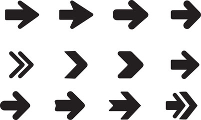 Minimal flat arrow icon set, vector direction arrows, simple UI navigation arrows, modern pointer graphic pack, clean directional symbols