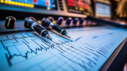 Close-Up of Medical Equipment with Heartbeat Monitoring Graph