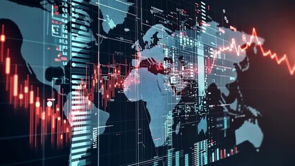 Complex digital network visualizes global data flow, connecting world map with information exchange and processing, creating interconnected system - Powered by Adobe