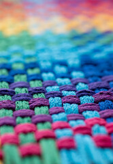Close Up of Woven Cotton Fabric in Many Different Colors