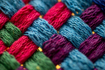Close Up of Woven Cotton Fabric in Many Different Colors