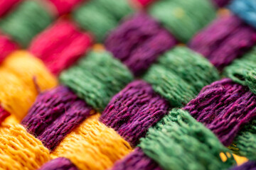Close Up of Woven Cotton Fabric in Many Different Colors