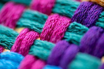 Close Up of Woven Cotton Fabric in Many Different Colors