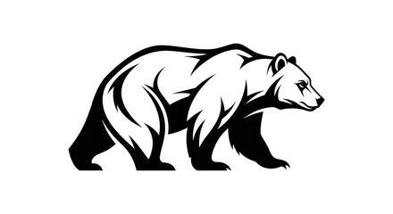 Fototapeta premium Line Art Bear Silhouette On Black