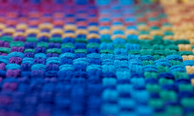 Close Up of Woven Cotton Fabric in Many Different Colors