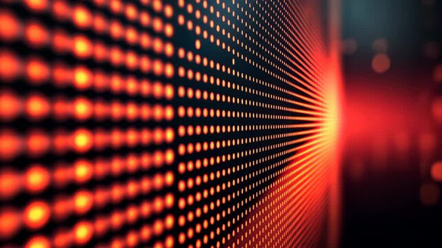 Glowing red dot matrix pattern, radiating light
