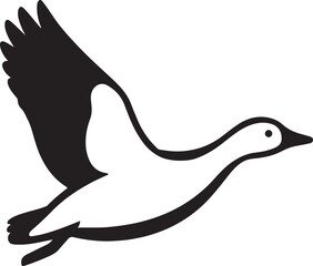 Obraz premium Goose in flight black and white illustration, Flying goose vector minimal design