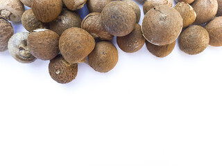 Areca Nut Seeds Isolated on White Background, copy space