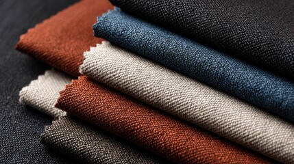 Array of Textile Fabrics in Multiple Colors Displaying Various Textures and Weaves for Fashion and Interior Design Use