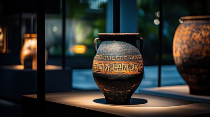 Ancient artifacts display museum photography indoor close-up cultural heritage preservation