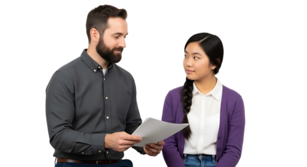 A man and woman have a conversation together