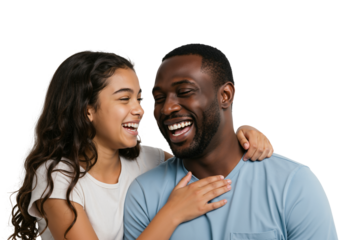 Joyful African American Father and Daughter Laughing Together in Playful Moment