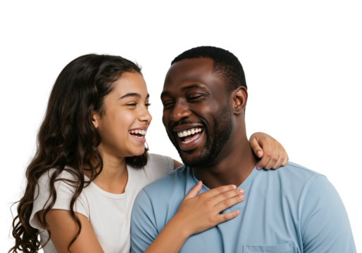 Joyful African American Father and Daughter Laughing Together in Playful Moment