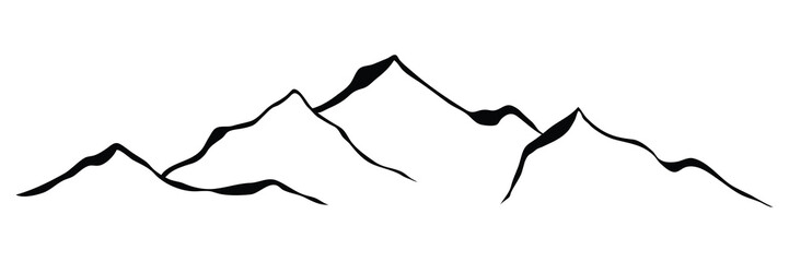 Mountain vector drawing, line art vector, minimalism, isolated on white background