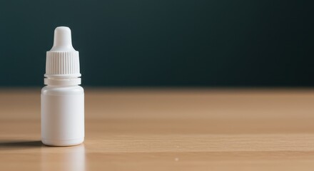 Empty White Dropper Bottle on Light Brown Wooden Surface.