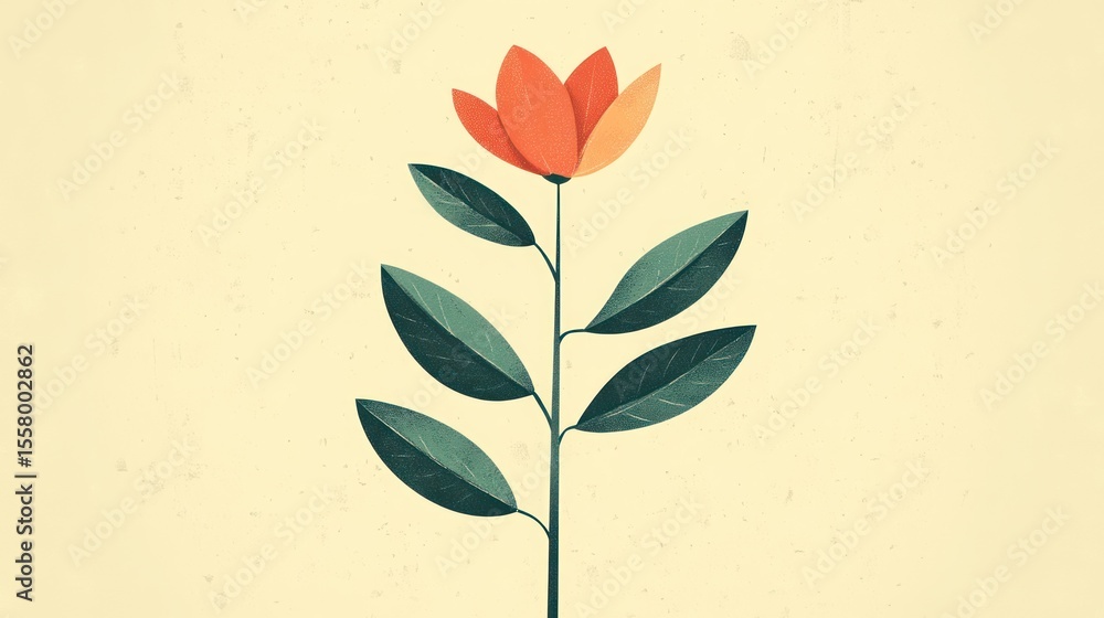 Poster abstract stylized flower illustration on textured background. possible use for print or digital