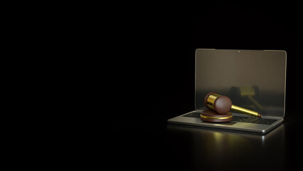 The Hammer Law on Laptop for Technology concept 3d Rendering.