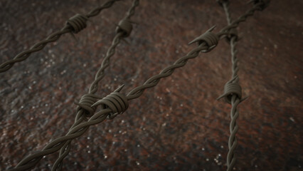 The  Barbed wire on Rusty Background for war concept  3d Rendering.