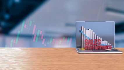 The Sales performance and chart for Business concept 3d Rendering.