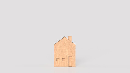 The Wood House on white  Background for property or Building concept 3d Rendering.