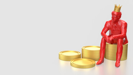 The Man siting on coins for Business concept 3d Rendering.
