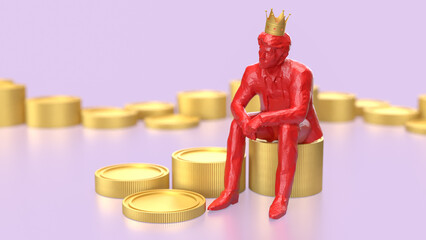 The Man siting on coins for Business concept 3d Rendering.