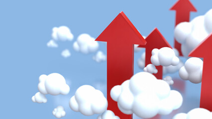 The Red arrow and cloud for Business concept 3d Rendering.