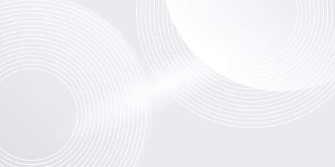 Abstract white glowing geometric lines on gray background. Modern shiny blue circle simple art design, vector illustration eps10