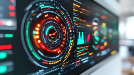 Futuristic digital interface with vibrant visuals.