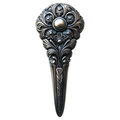 Ornate Metal Ornament on Transparent Background Intricate metal design with floral motifs valuable feature for designers the