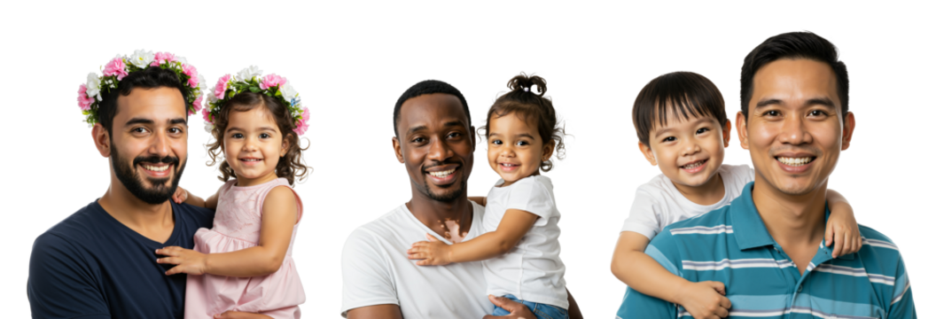 Diverse Group of Multiracial Adults Holding Young Children in Family Portrait