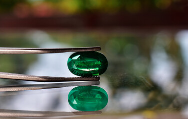 Green sapphire Gemstone Expensive blue in a tong