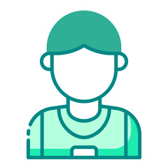 player green filled line icon for basketball athlete and court action