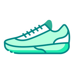 basketball sneaker green filled line icon for court gear and footwork
