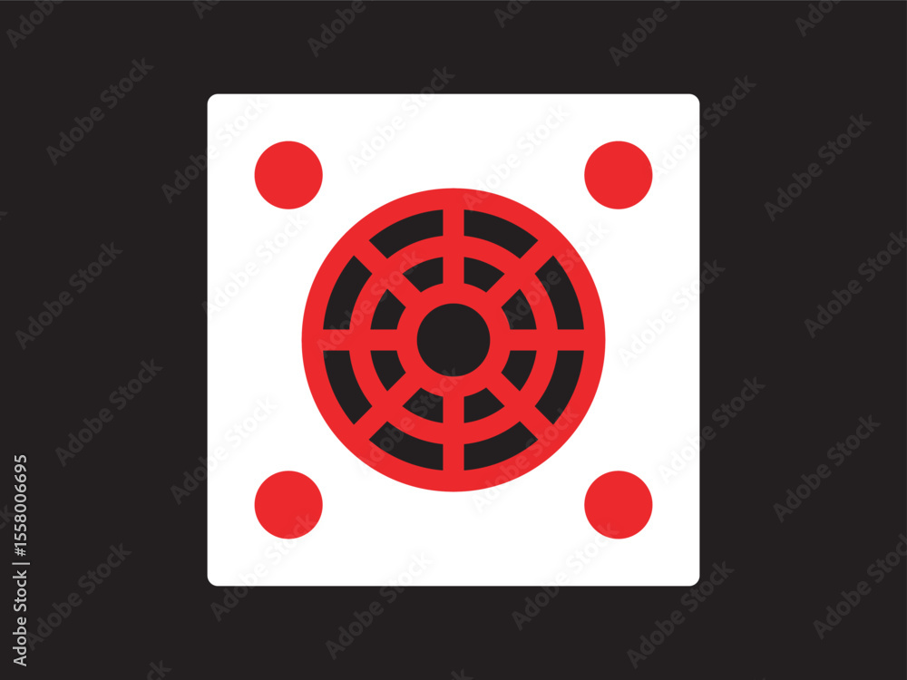 Poster simple flat circular target with four dot on rounded square icon