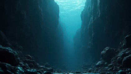 Obraz premium Mysterious underwater canyon scene