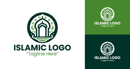 Geometric Islamic Logos in Green for Branding and Design