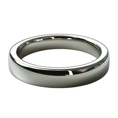 A sleek polished silver wedding band with a smooth rounded surface and a reflective finish isolated on transparent background