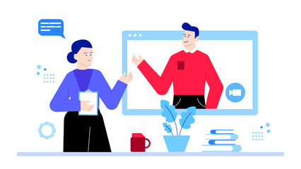 Online meeting with a woman taking notes, perfect for virtual collaboration, remote work, business presentations, webinars, and online classes.