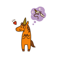 2026年 令和八年 午年 年賀 ユニコーン 憧れ 馬 キャラクターイラスト