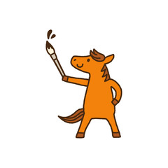 2026年 令和八年 午年 年賀 筆 書道 馬 キャラクターイラスト