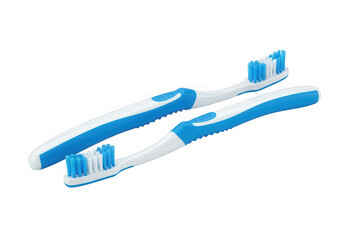Two blue and white toothbrushes isolated on transparent background