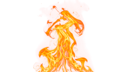 Dancing Flames Vibrant Orange and Yellow Fire Against a White Backdrop.