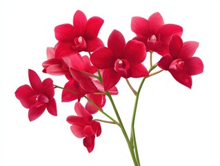 Orchid flowers bouquet, red colors, isolated on white background, high-resolution floral clipart 