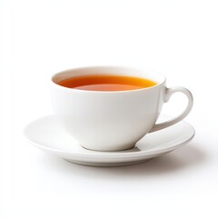 Tea in plain white cup,  black, no milk, clear , isolated on white