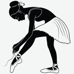 A ballerina tying her shoes image silhouette design vector art and illustration © Shahanaz